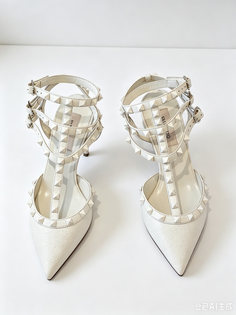VALENTINO GARAVANI White Leather Rockstud City Sandals